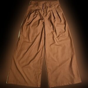 Cupshe Rust Brown Wide-Leg Pleated High Rise Trouser Pants Size Large  Fall Lg